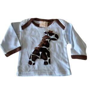 Haute Baby Blue Giraffe Appliqué Tee Newborn